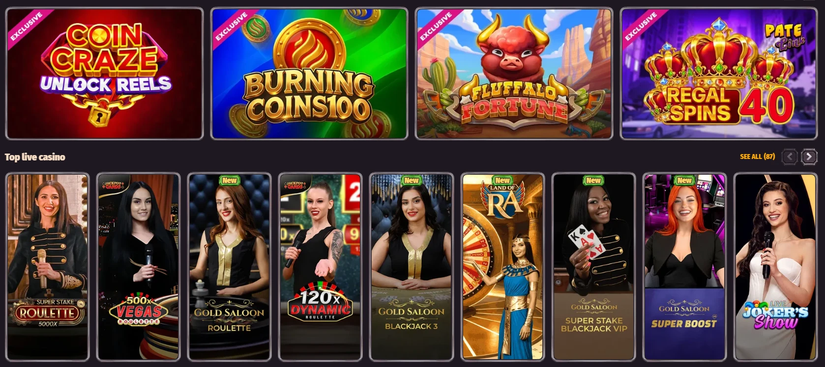 Dragonia Casino τμήμα live dealer
